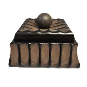 VTG Art Deco Revival Wooden Box Velvet Lined Canada Neo Deco Jewelry Keepsake